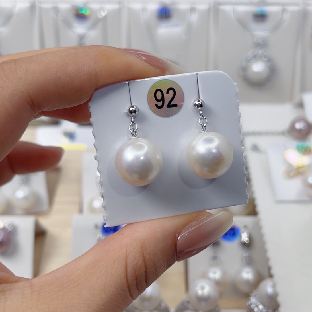 银S925镶嵌淡水珍珠耳饰