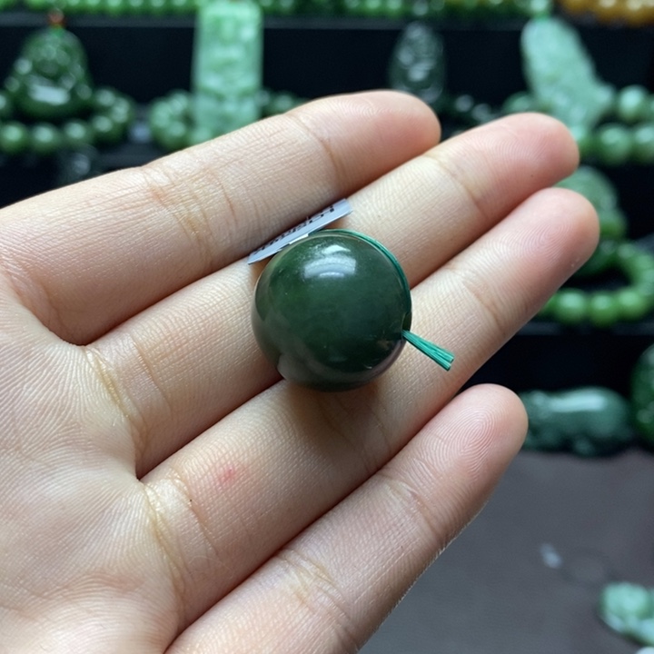 和田玉单珠裸发未镶嵌