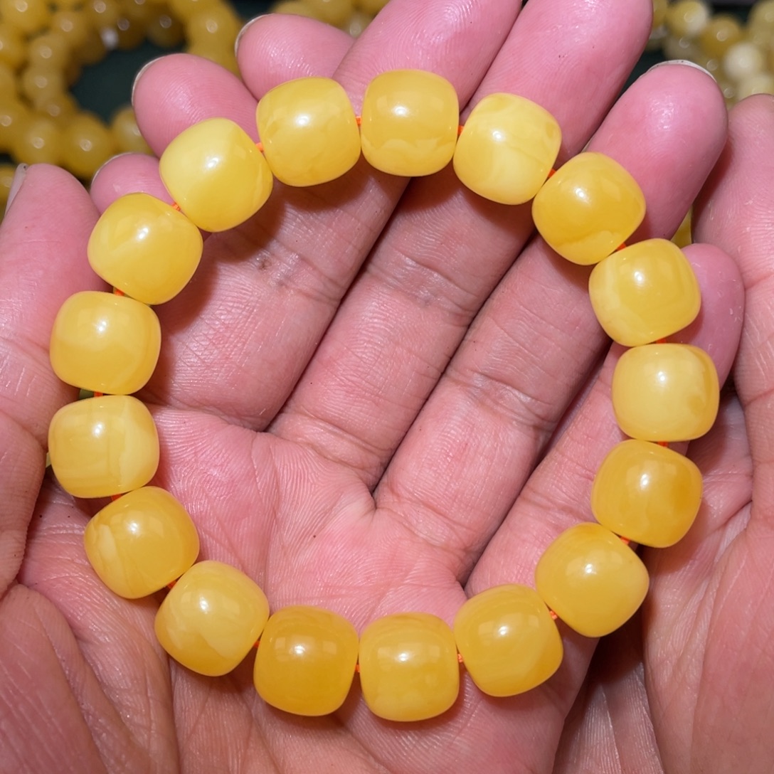 蜜蜡未镶嵌珠宝奇石13mm焦皮同料老型手串23.34