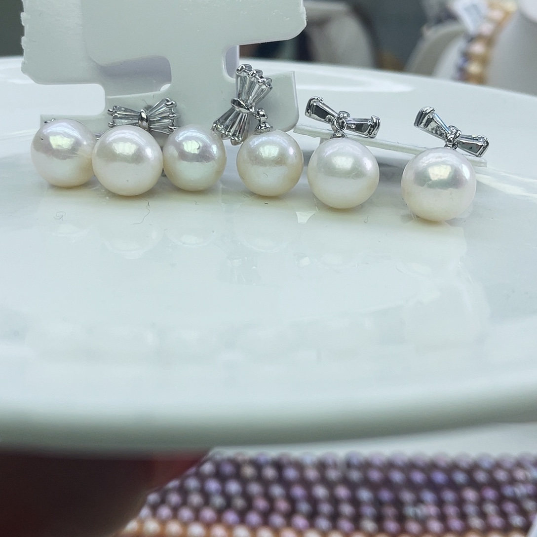 淡水珍珠耳饰银S925镶嵌