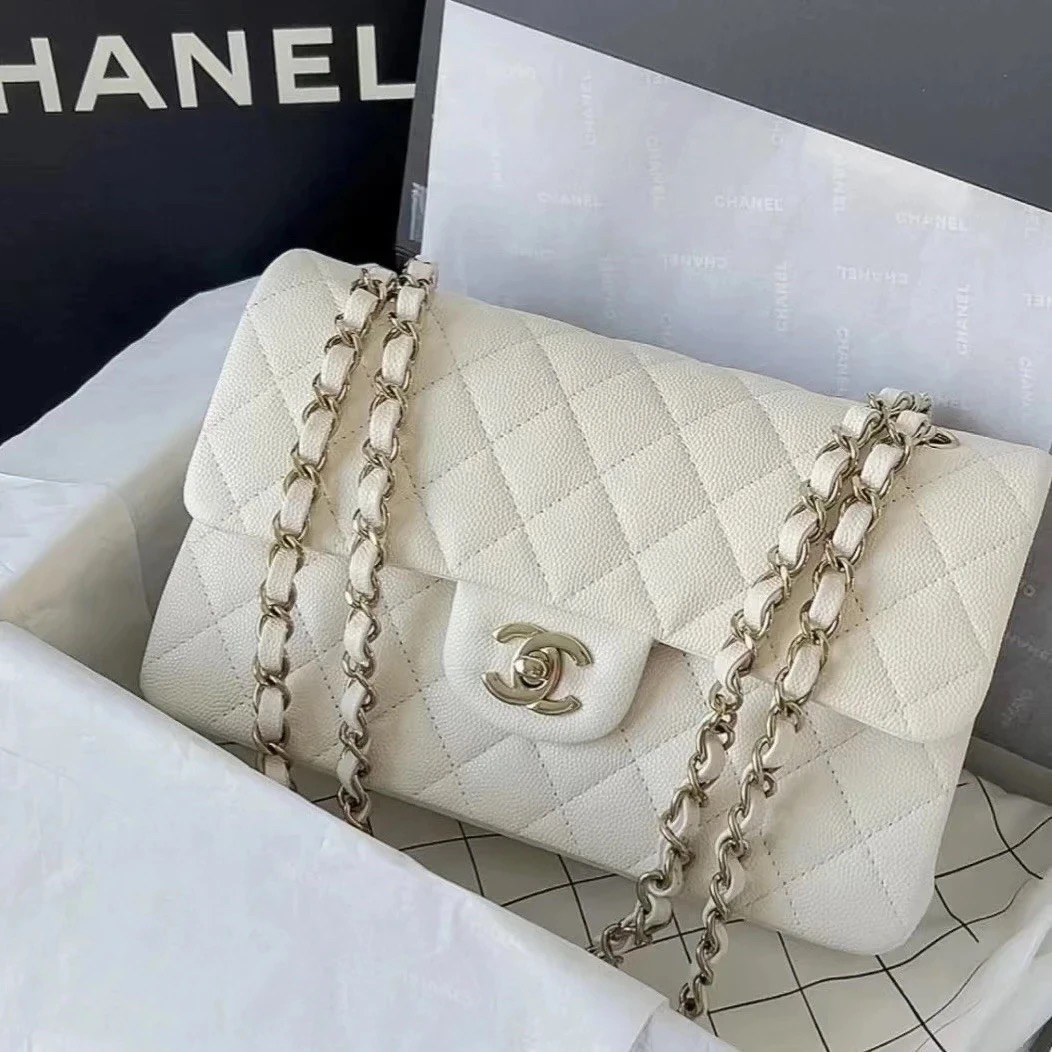 未使用 Chanel/香奈儿 白金 CF 小号 芯片款 荔枝皮链条包