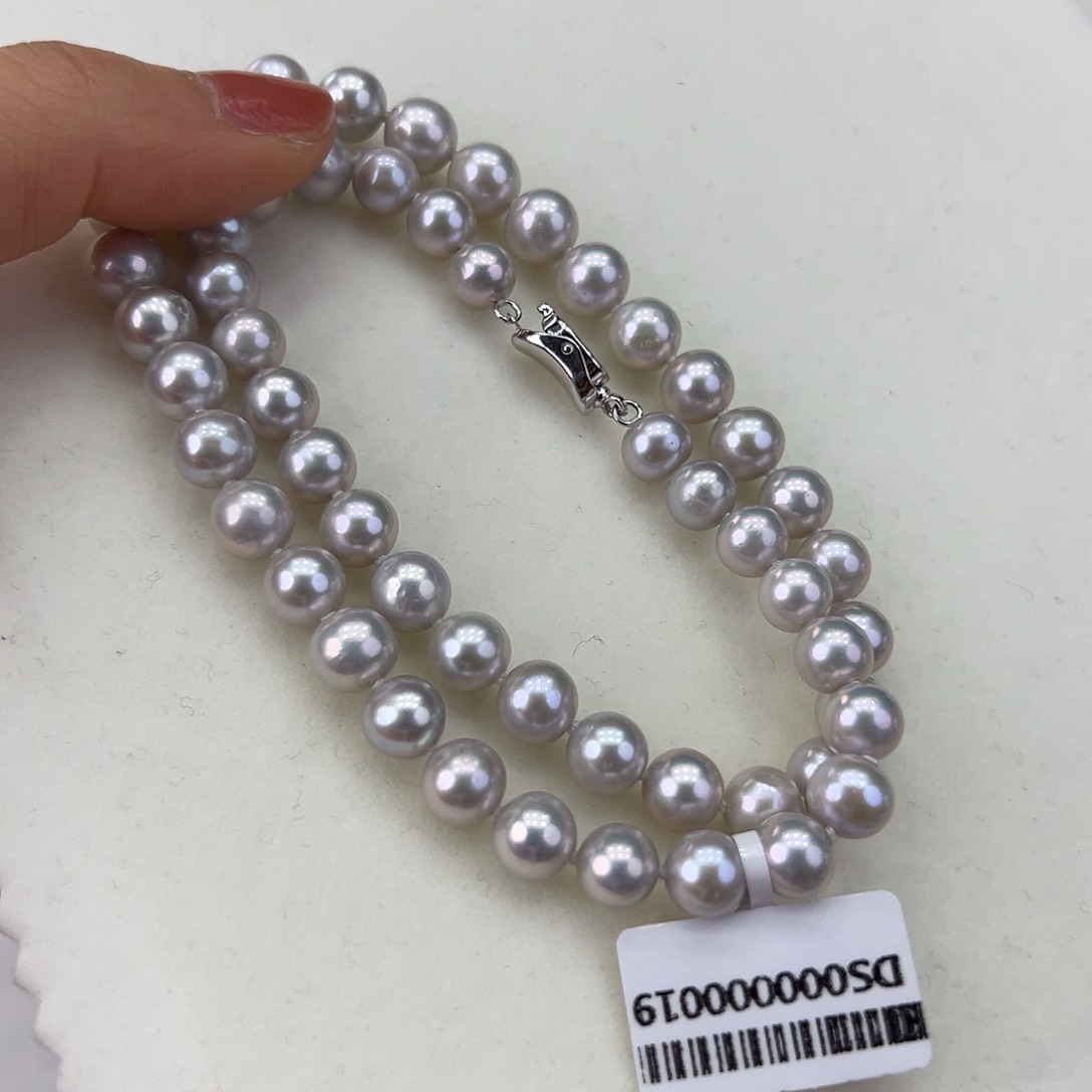 淡水珍珠颈饰银S925镶嵌➕7.8烟灰紫