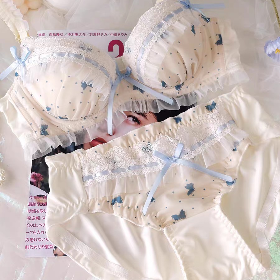 日系甜美可爱少女内衣套装聚拢薄款纯欲风