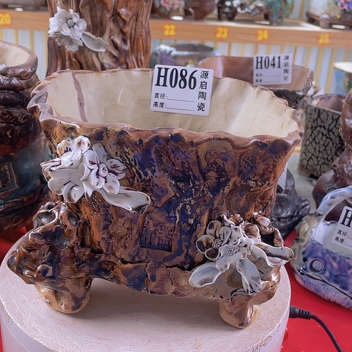 紫砂花盆景德镇陶瓷086