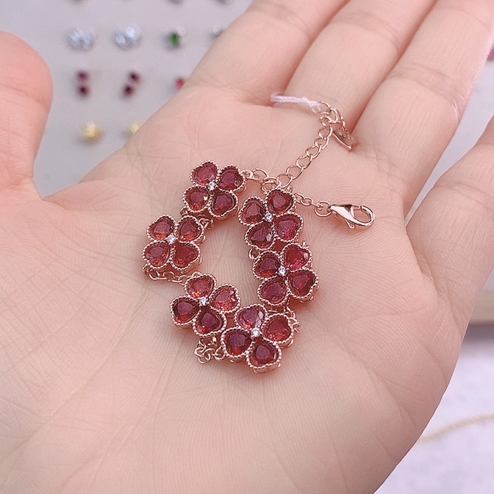 石榴石手链银S925镶嵌