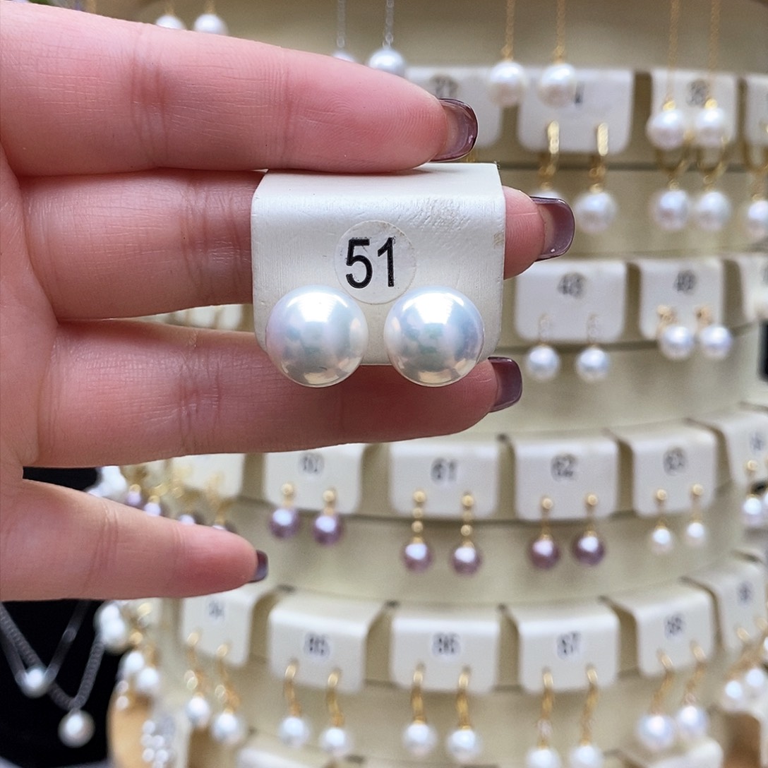 淡水珍珠耳饰18K金镶嵌