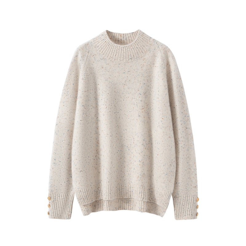 100%山羊绒半高领针织常规款女点子纱羊绒衫加厚宽松衫RY4707570