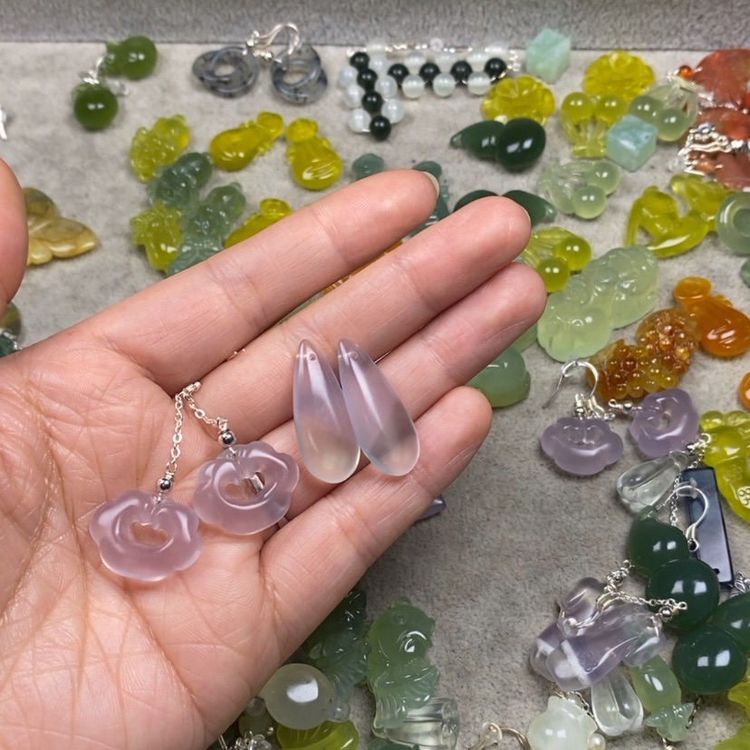 【闪购商品】萤石挂件耳饰耳环项链未镶嵌远***…