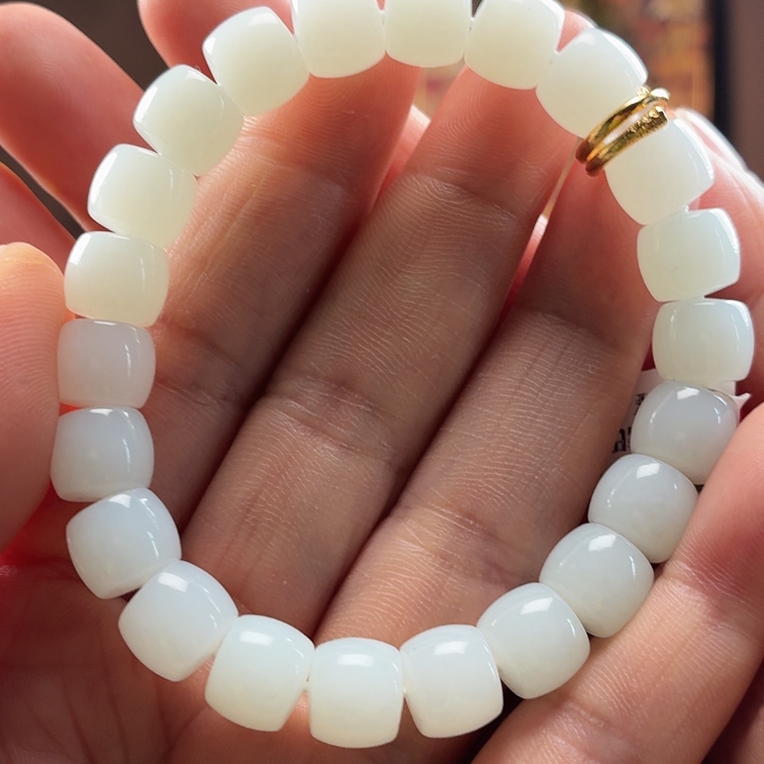 和田玉未镶嵌手串新疆和田玉白玉直8/9