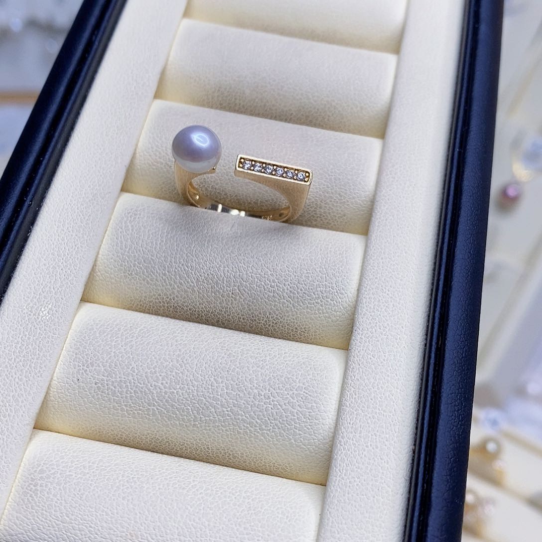 淡水珍珠戒指银S925镶嵌