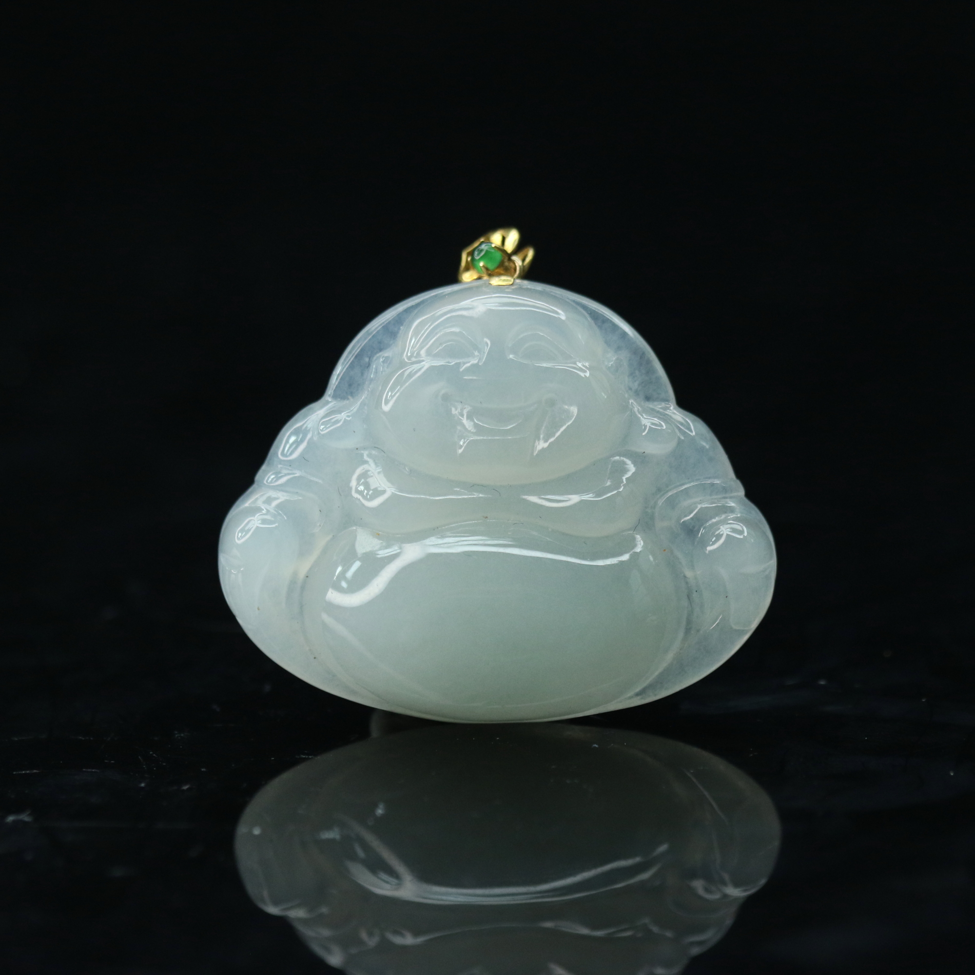 34天然缅甸翡翠A货18k佛公吊坠/400140/上海嘉禾拍卖