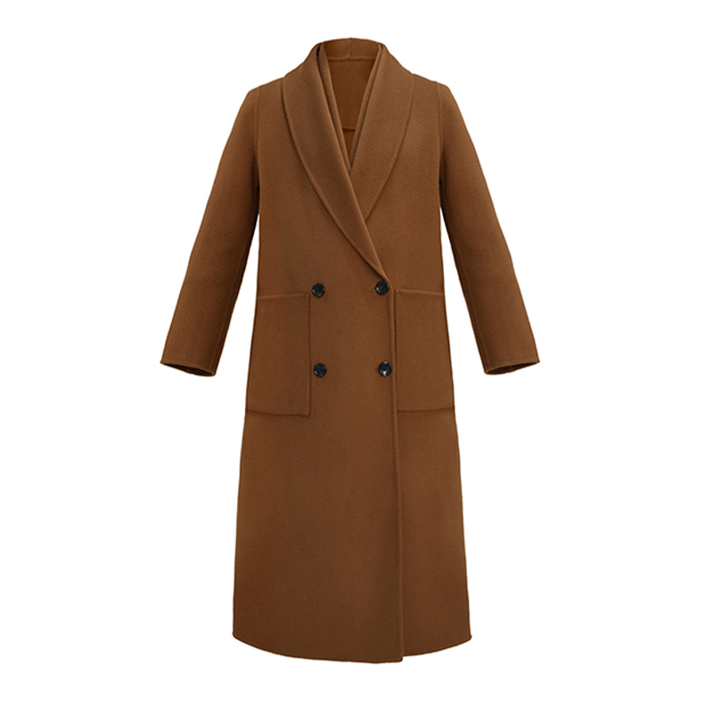 越月越Y27018女士毛呢大衣中长款设计师双面呢冬季羊绒外套