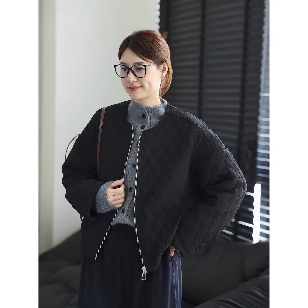 【杭州-意法】NN1937-时尚女装设计感外套高腰短款小个子显瘦