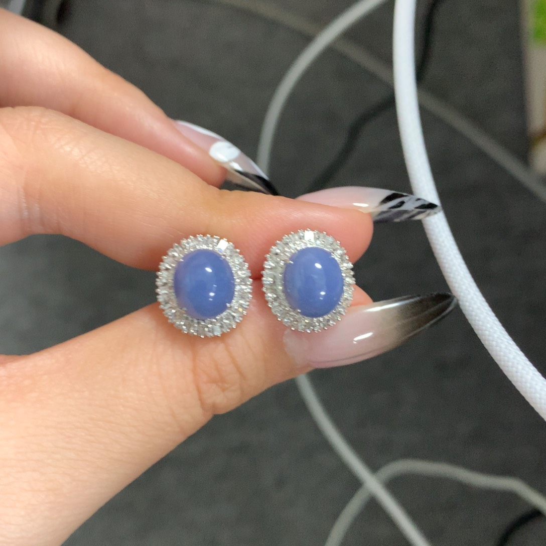 翡翠耳饰18K金镶嵌翡翠