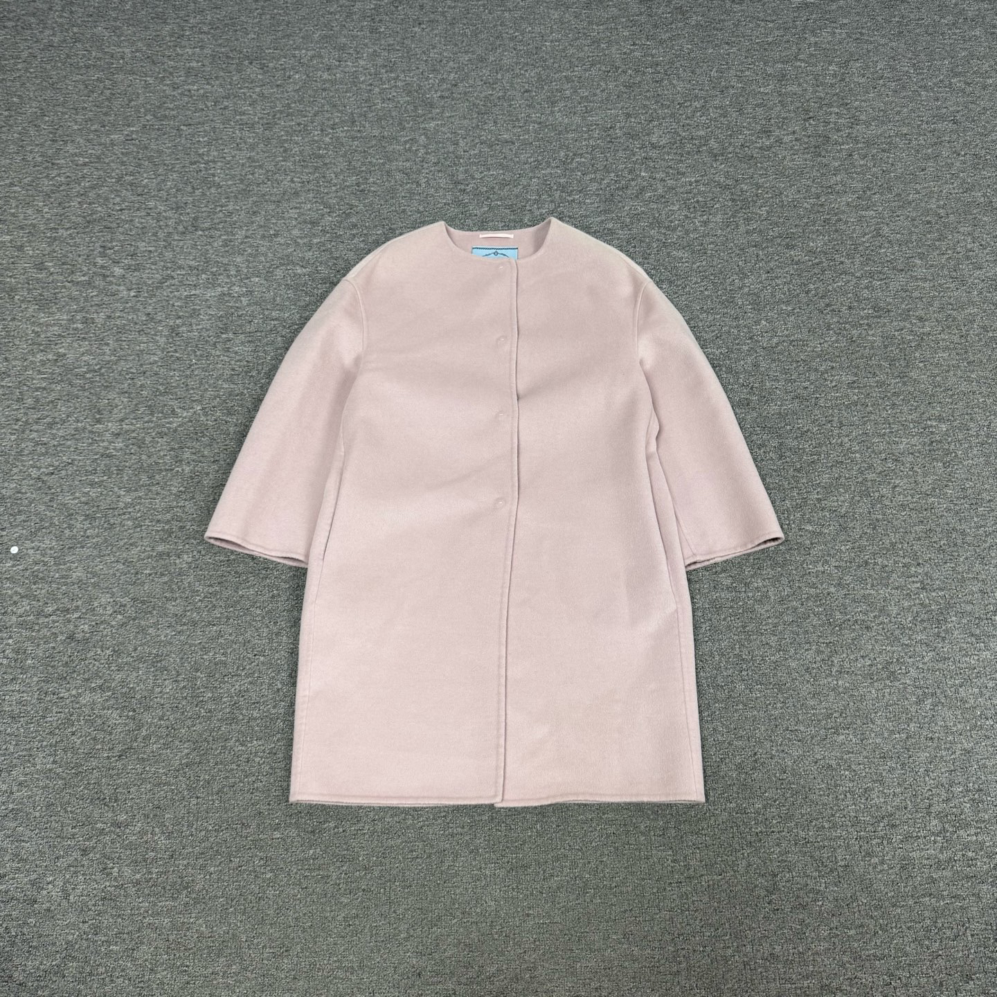 99新 AMIPARIS Prada 普拉达 粉色 水波纹 羊毛大衣 38码 99新