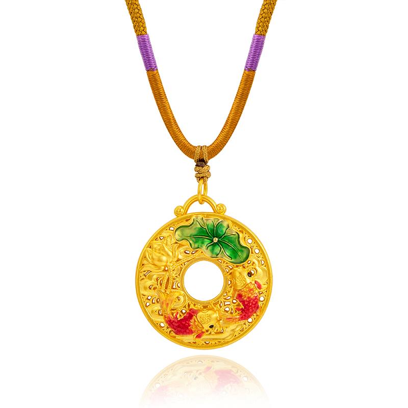 福满圆珠宝1足金999投资金 锦鲤平安扣吊坠（送绳子）