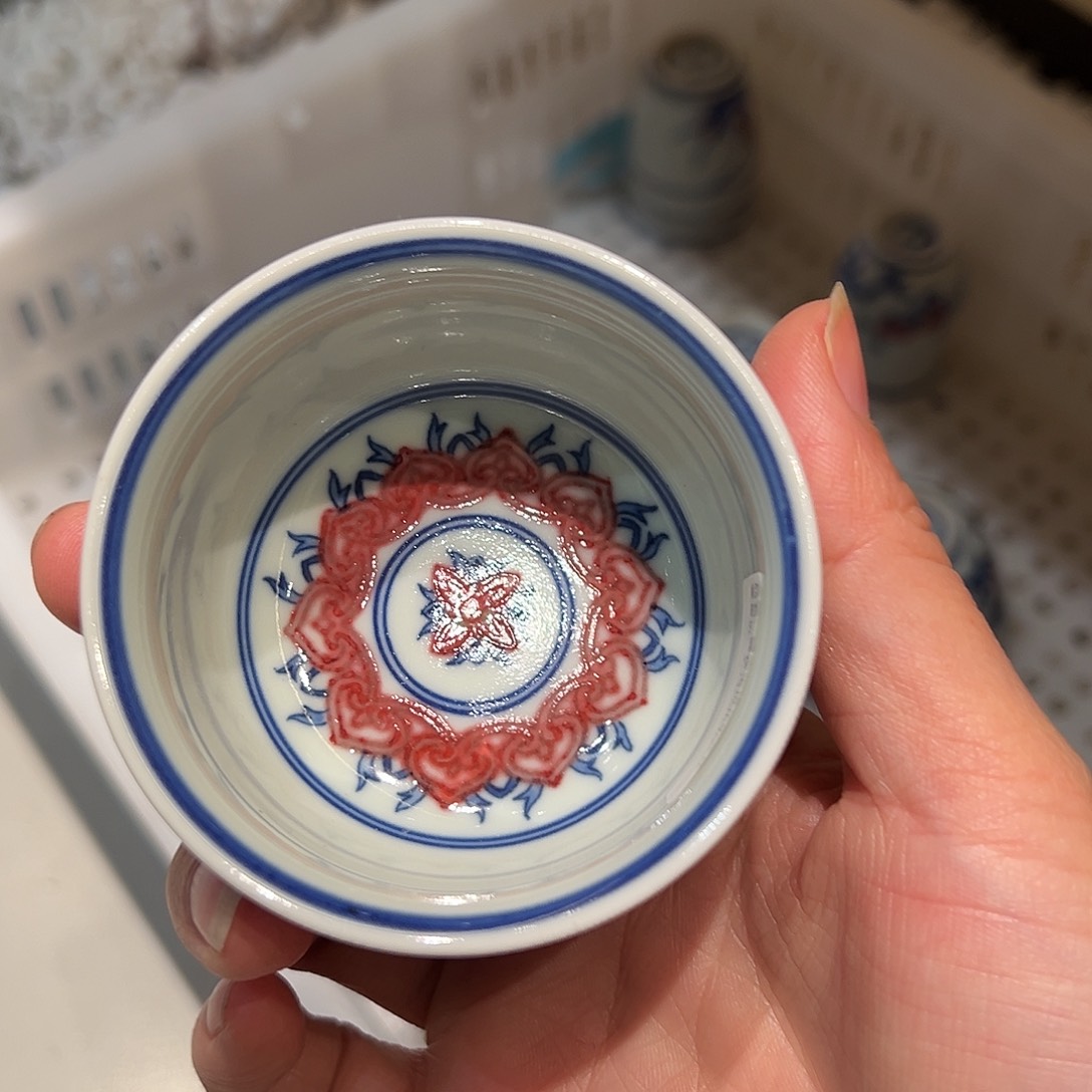 臻玉古坊釉里红杯杯杯杯