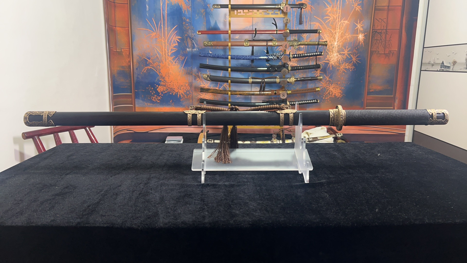 S7唐刀 唐横刀  装具纯黄铜 黑檀木柄鞘