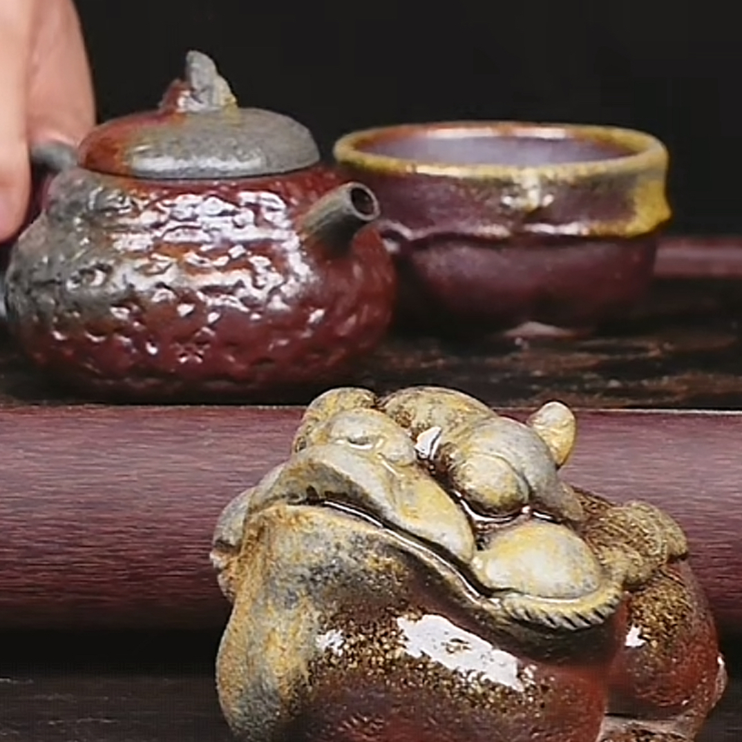 紫砂柴烧 柴烧壶柴烧杯