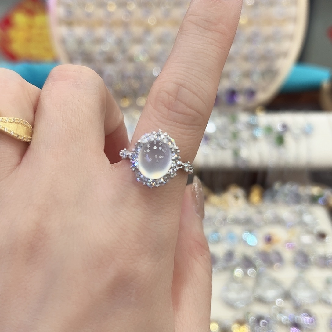 北****蛇纹石玉银S925镶嵌戒指