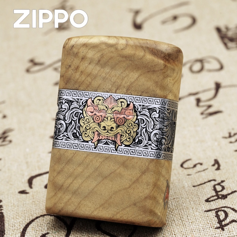 ZIPPO正品打火机金丝楠木错金银鸿运当头九朽张晨DY9902TM【阿明1