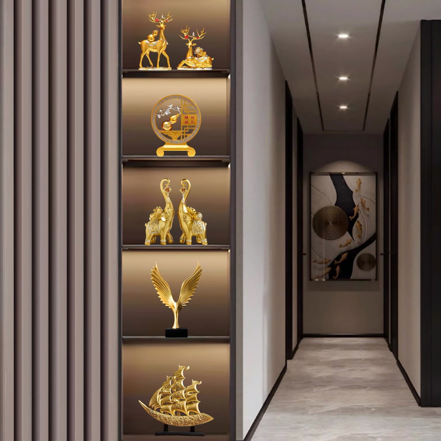 新中式高端大气摆件乔迁之喜搬家礼物玄关酒柜摆件高档客厅装饰品