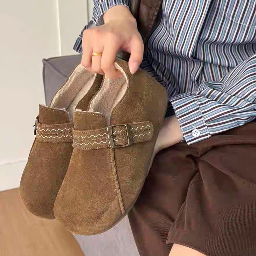 轩轩家【文艺勃肯鞋】雪地靴休闲风搭扣型棉鞋秋季通勤豆豆鞋