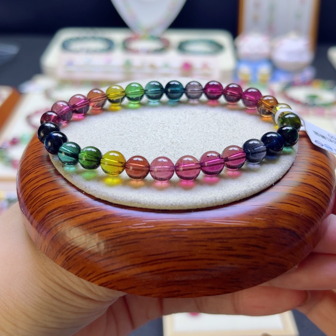 碧玺手链未镶嵌M**o老矿6.8mm