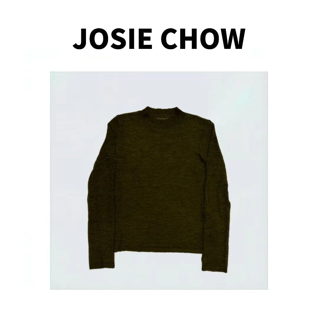 JOSIE CHOW【海苔绿】半高领薄款打底针织衫。Dv291183