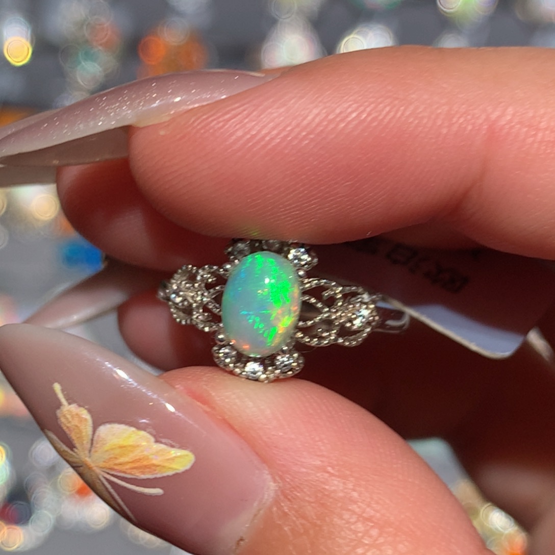 欧泊欧泊戒指y银S925镶嵌