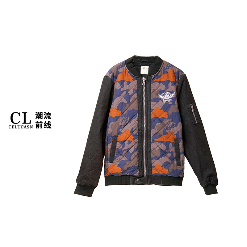 J5VB7102#设计感外套女水洗复古潮流拼接休闲夹克上衣ins潮