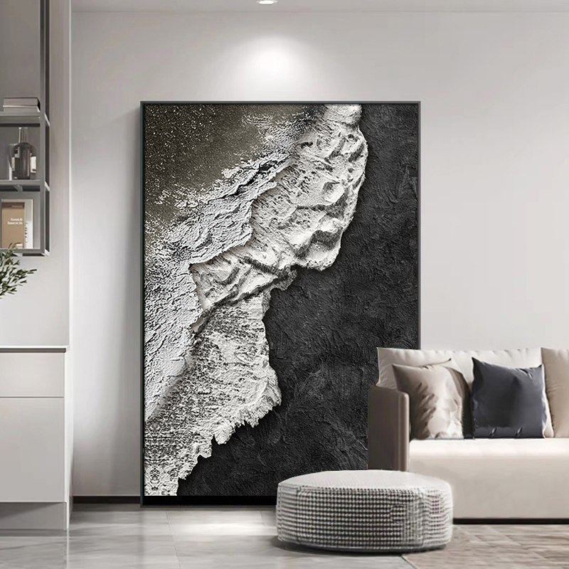 黛维·雅黑白海滩客厅挂画抽象玄关装饰画现代简约高档沙发背景墙