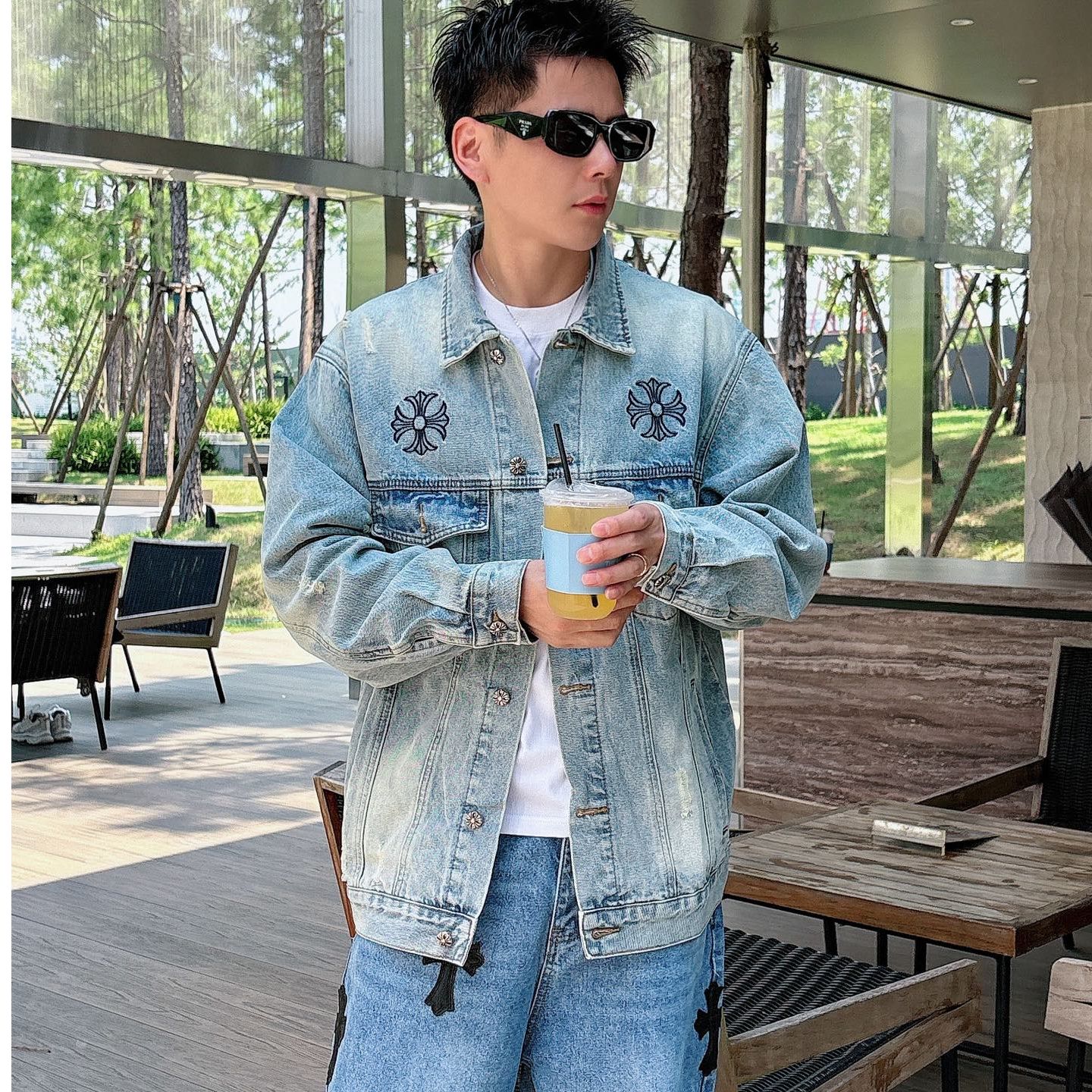 克罗牛仔做旧水洗外套