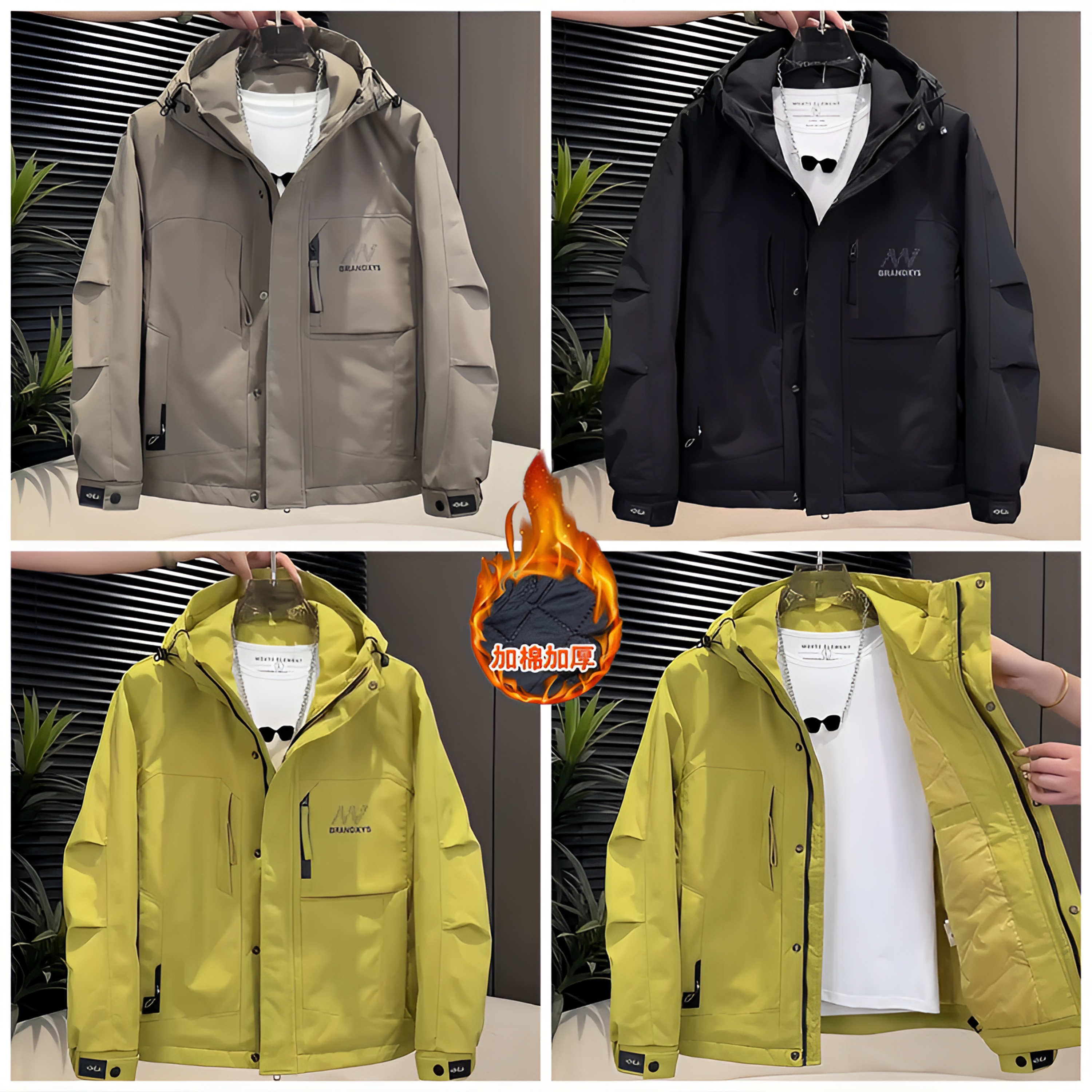 【加厚二棉外套】M22秋冬季新款城市机能风百搭连帽宽松休闲外套
