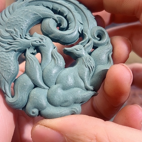 泥塑绿茶香方九尾凤凰福利价