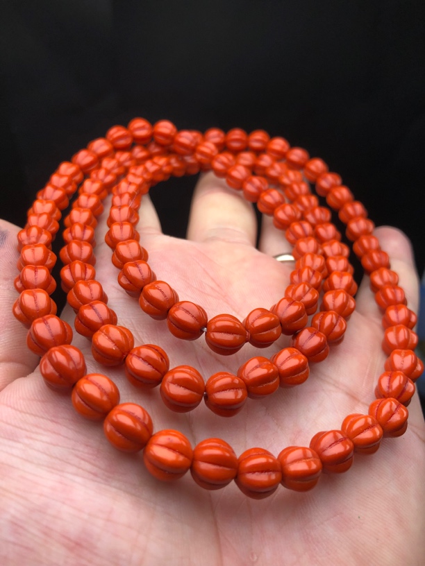 319满色满肉南红南瓜珠8mm佛珠