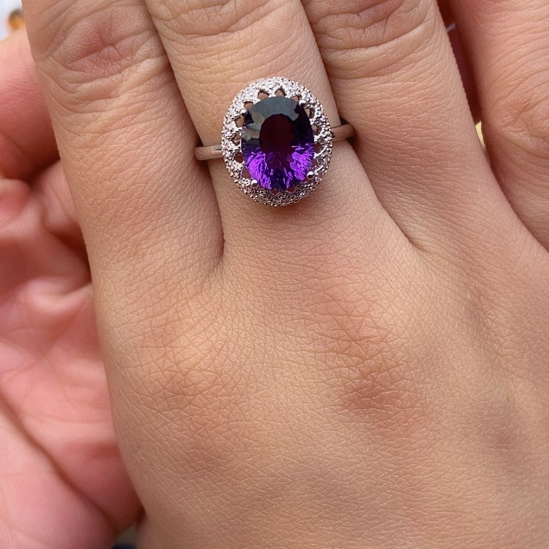 紫晶纯天然无优化紫水晶x银S925镶嵌ᶫ****?