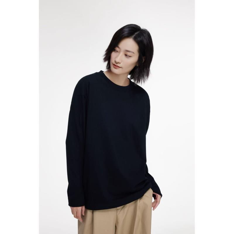 8859号#04C#秋圆领纯色百搭极简休闲长袖T男女同款（预）