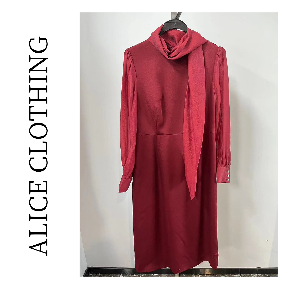 1 alicelulu“酒会C位”优雅连衣裙 奢美缎感 时髦飘带 S2135520Q