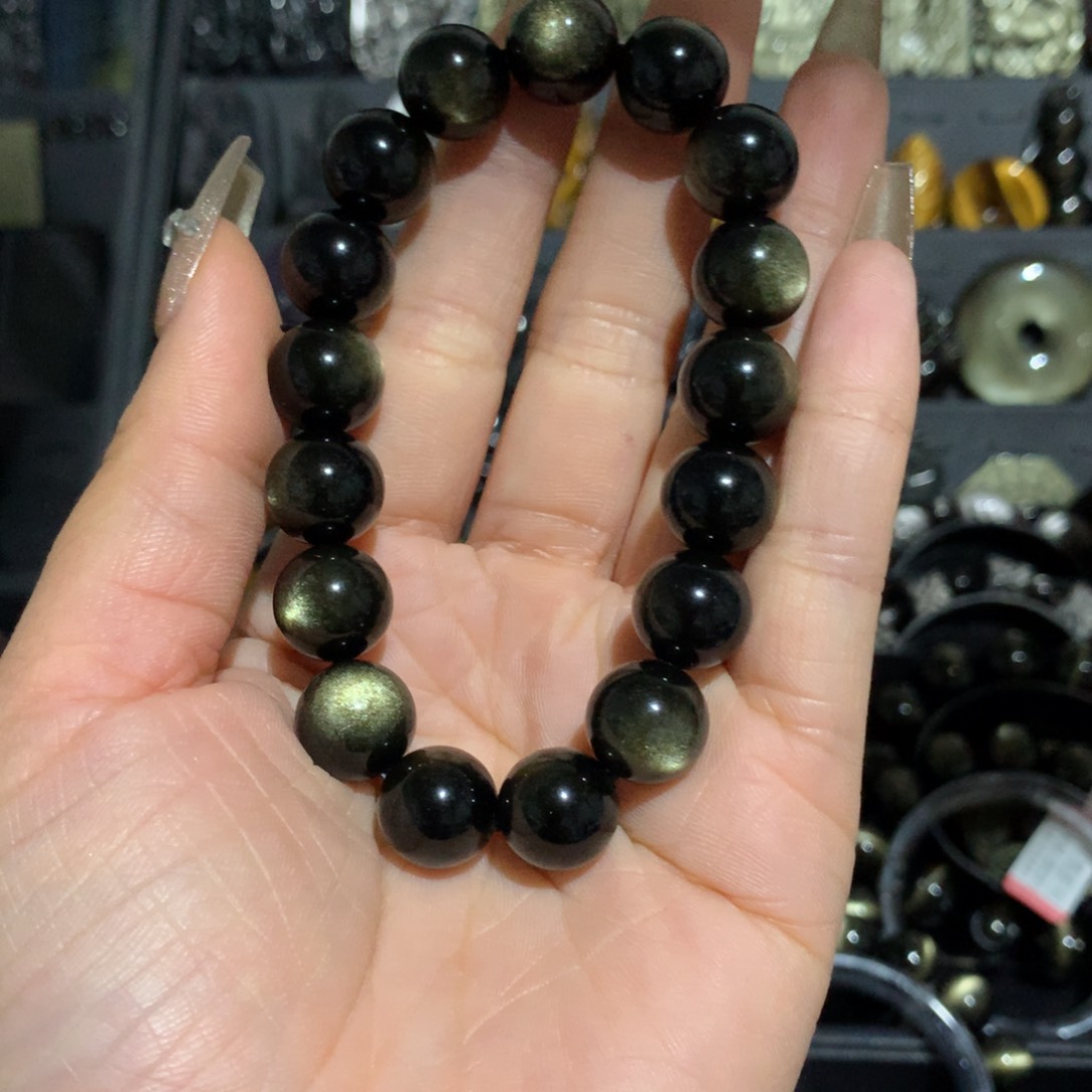 黑曜岩未镶嵌手链无***情