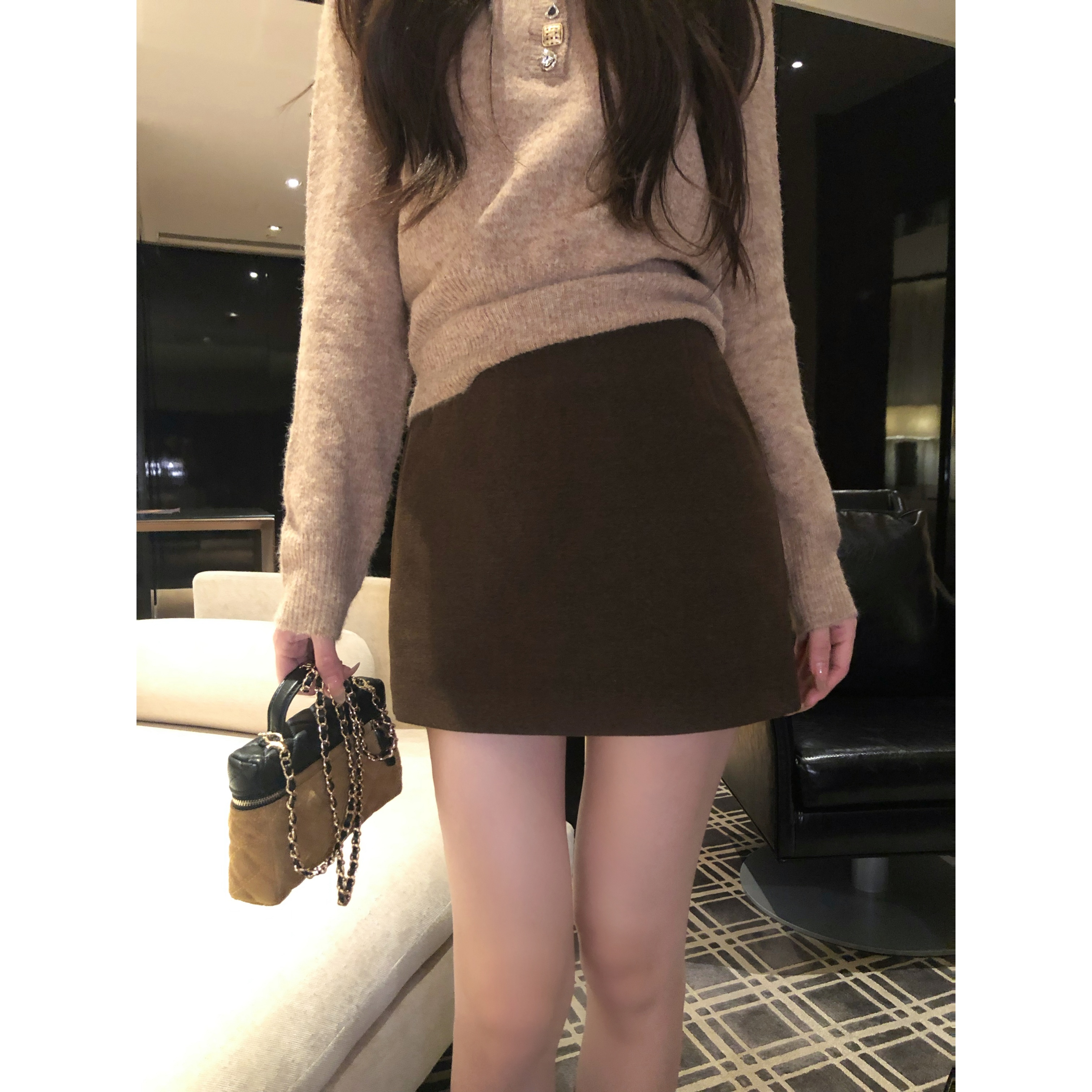 【禾呈】高腰休闲显瘦半身短裙女百搭净版显比例时尚通勤短裙10819