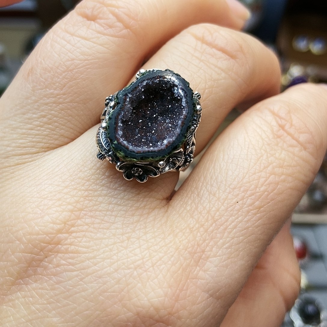 水晶戒指银S925镶嵌孙*