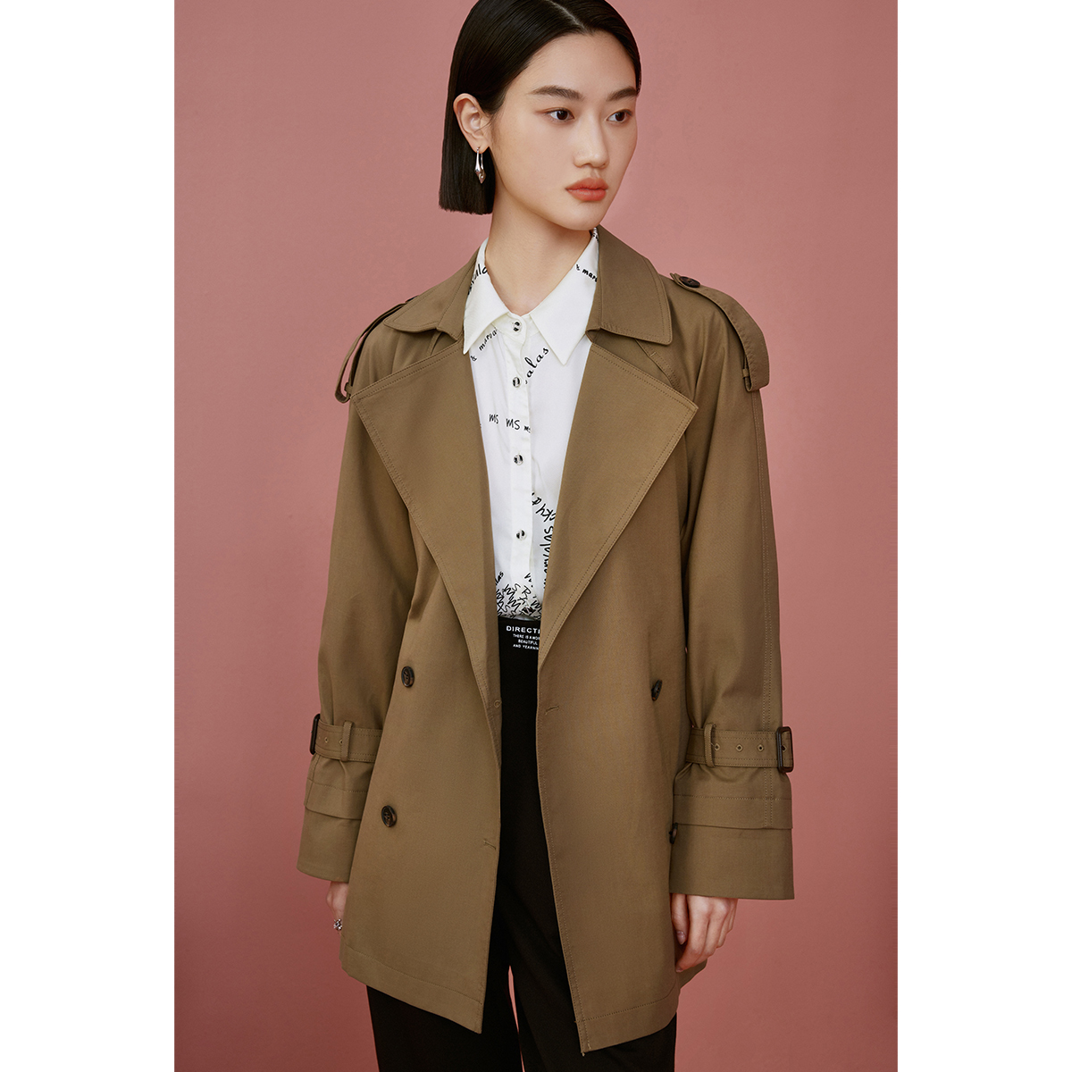 【羊羊专属】曼德诗百搭时尚都市风衣M424300612