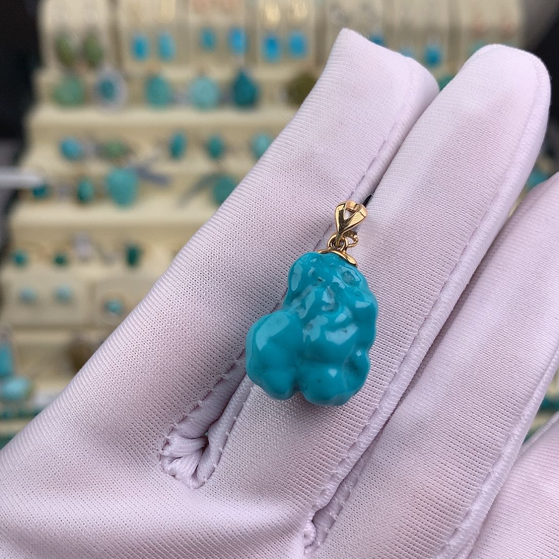 绿松石18K金镶嵌吊坠(赠链)