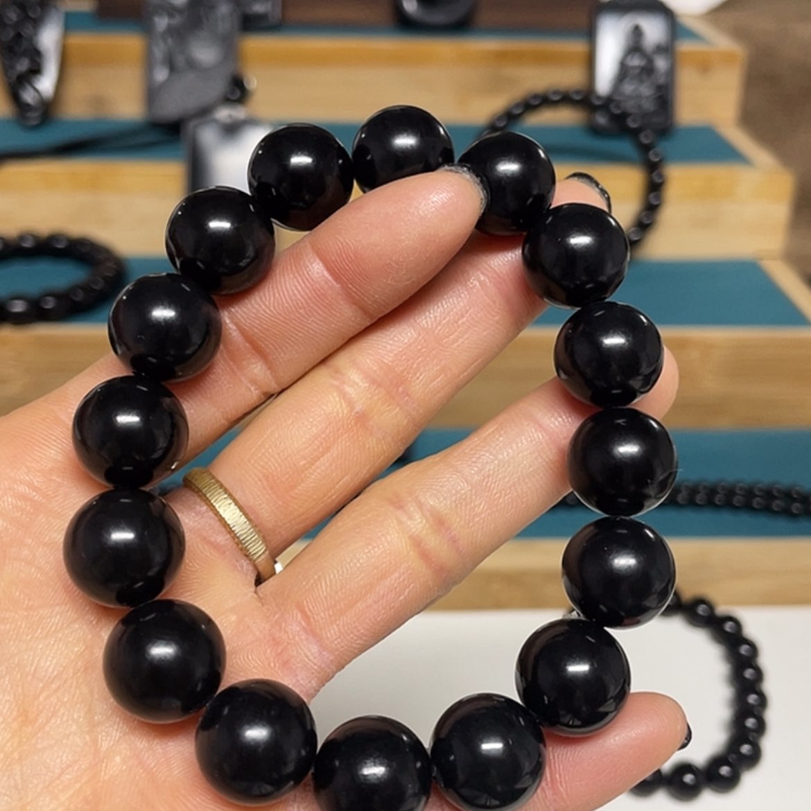 【闪购商品】和田玉（墨玉）手串未镶嵌高羊脂卡14圆珠