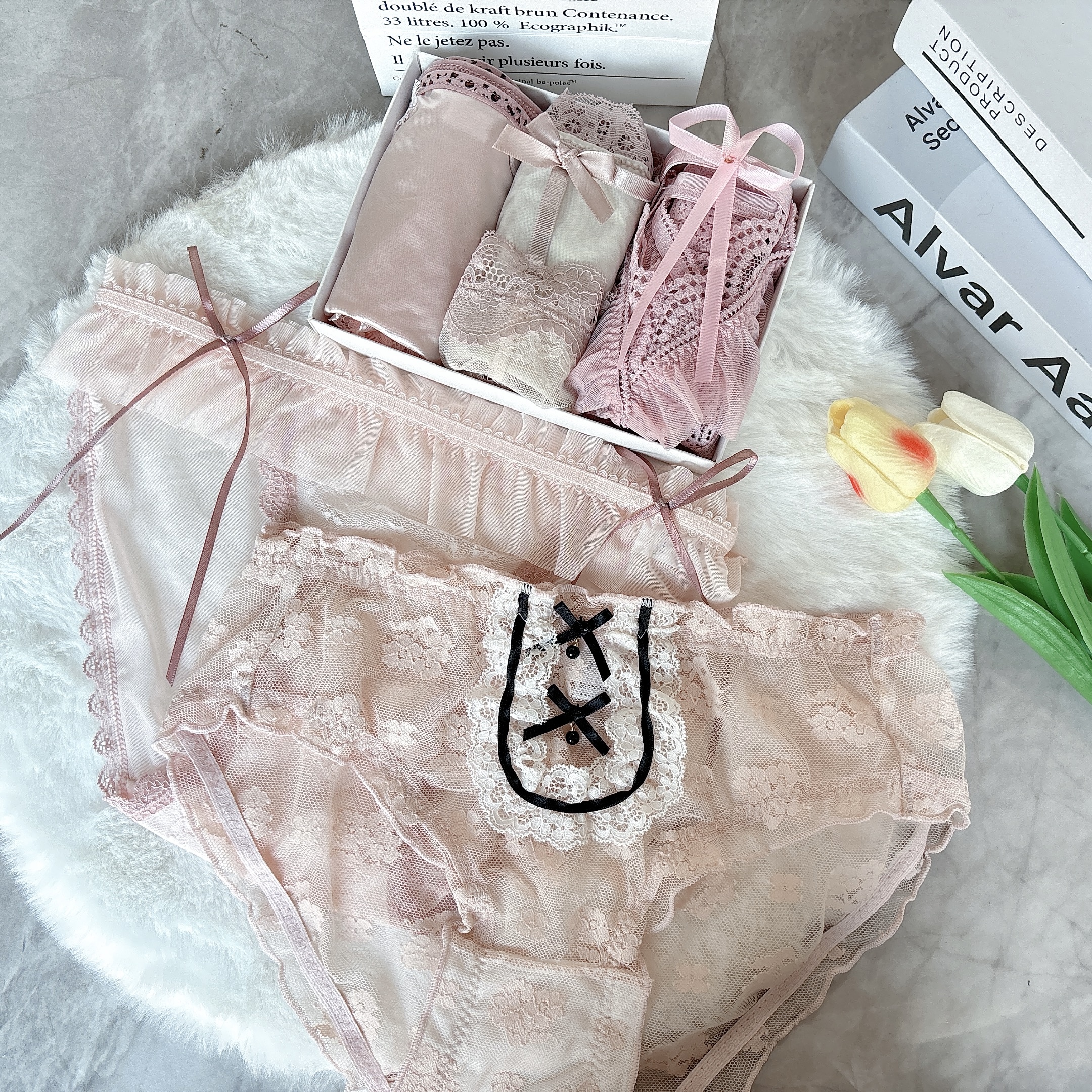 五条装混搭组合蕾丝冰丝无痕舒适棉三角内裤no退no换