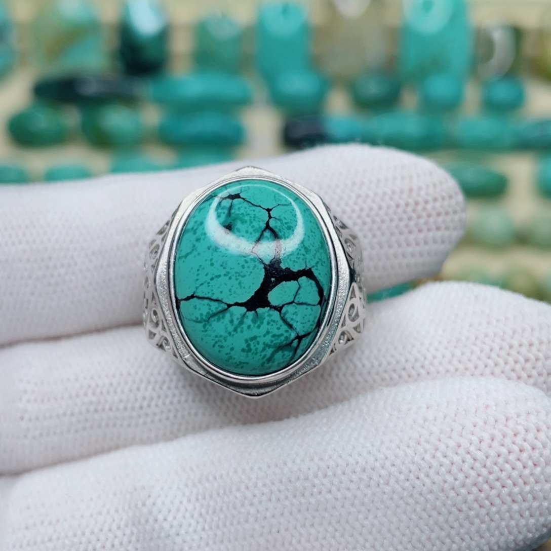 绿松石珠宝奇石银S925镶嵌