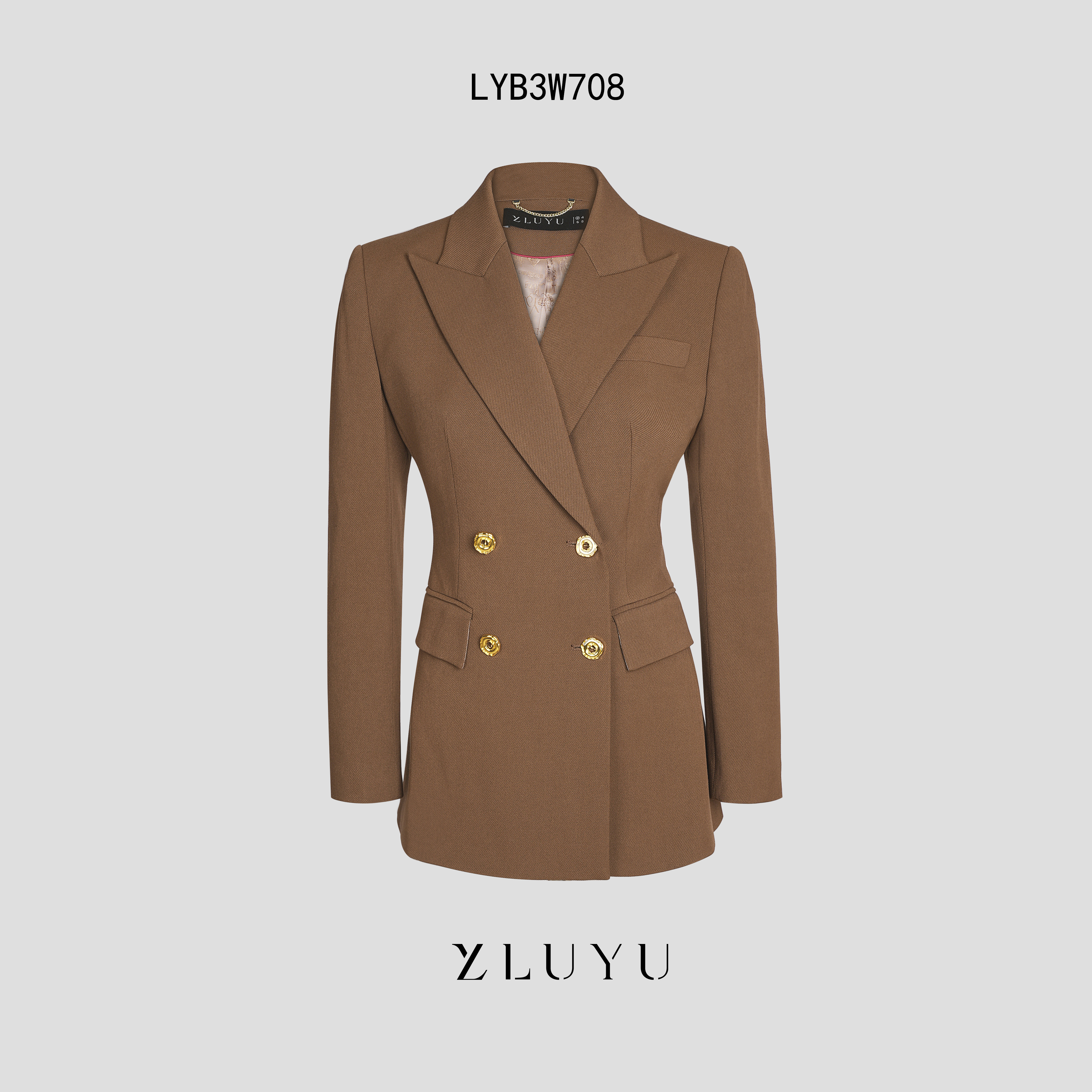 LUYU/鲁遇西装外套戗驳领修身显瘦金属扣装饰长袖上衣LYB3W751