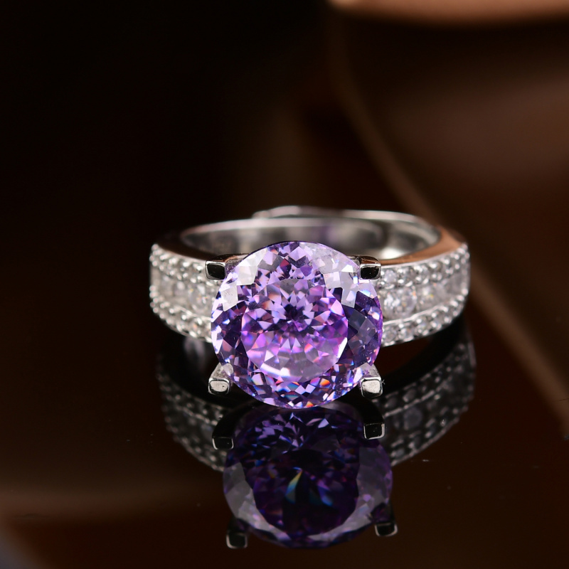 【中非黑马】ZFHM 高端定制 LC-042 豪镶牛头紫色戒指