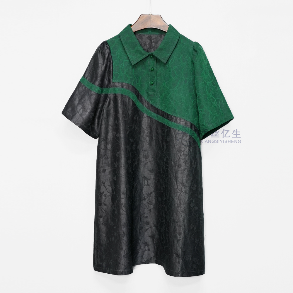 夏初！香云纱缎龟夏季新款宽松裙子时尚撞色休闲女装连衣裙X3154